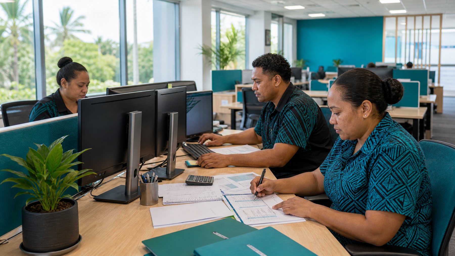Illustration of back office staff at work