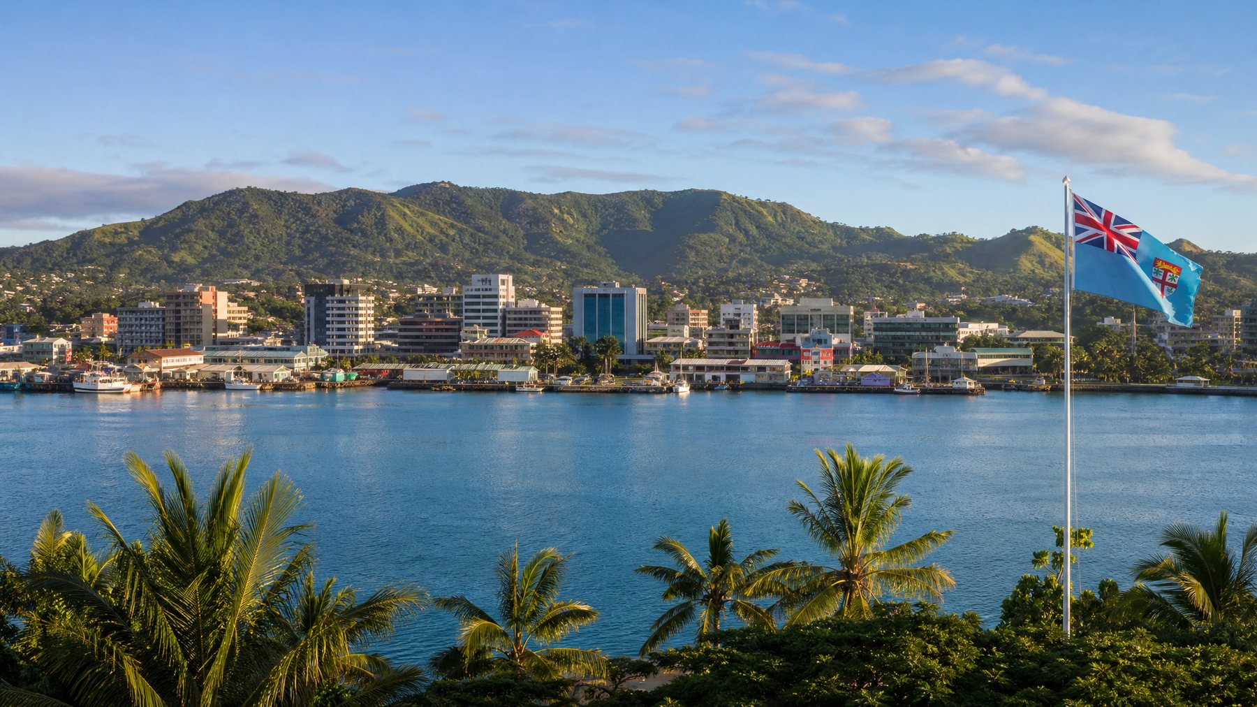Illustration of Suva harbour, Fiji