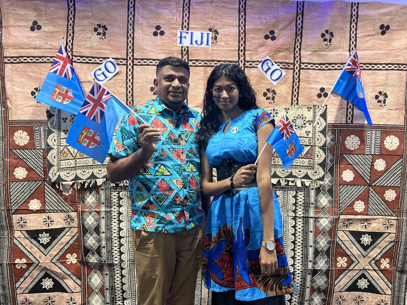 Fiji Day flags at the NexOutsource office in Suva